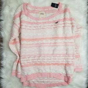 🌻Hollister Pink Stripe Texture Knit Sweater